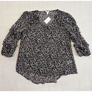 Cato Flutter Sleeve Pullover Women's M Black Hearts Wimsey Goth Fairy LS NWT NEW
